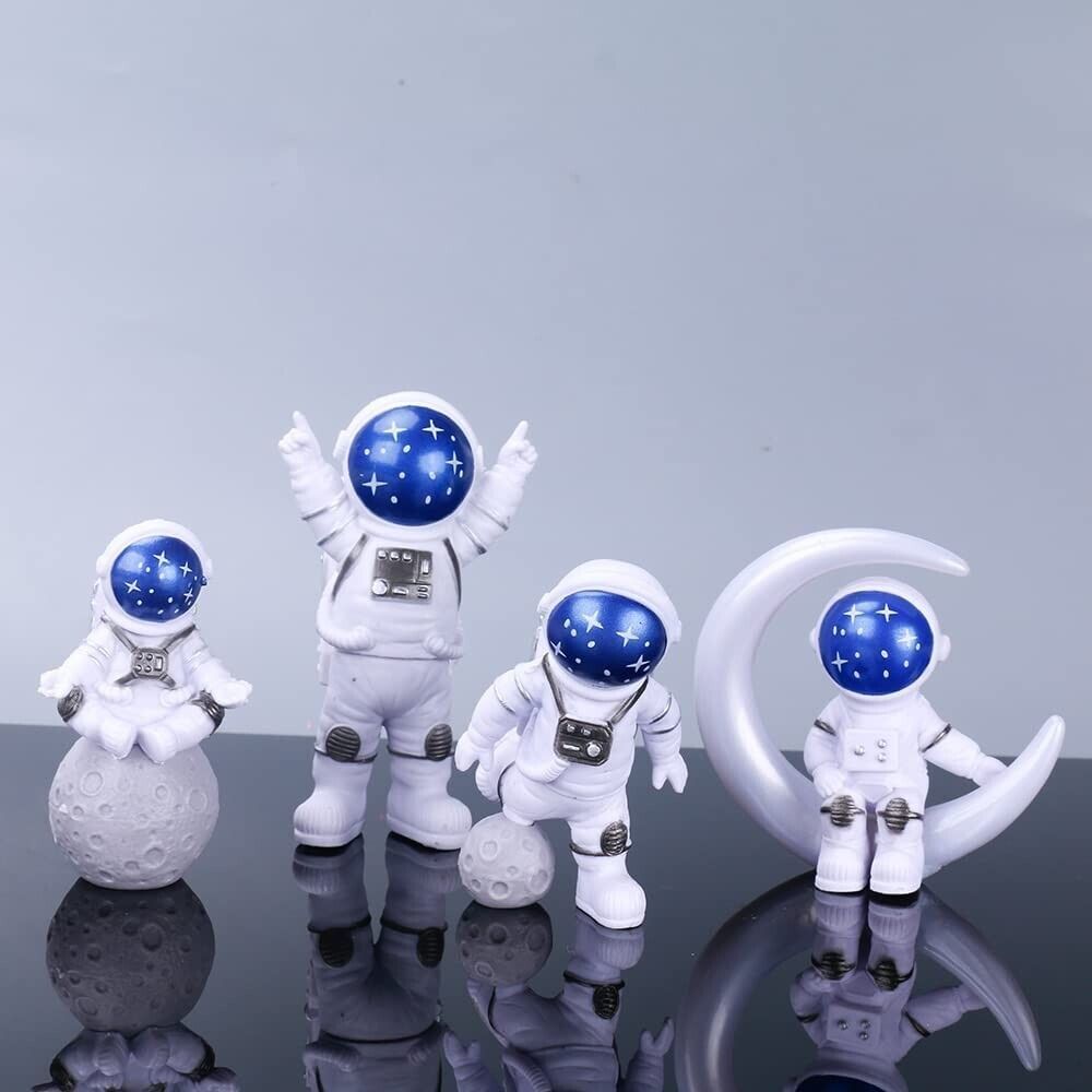 Moon Space Astronaut Statue Figurine Ornament Decoration Crafts Arts 4 pcs